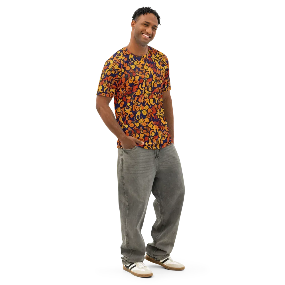 Autumn Voltage on Men's Cotton Crew Neck T-Shirt — Right Front