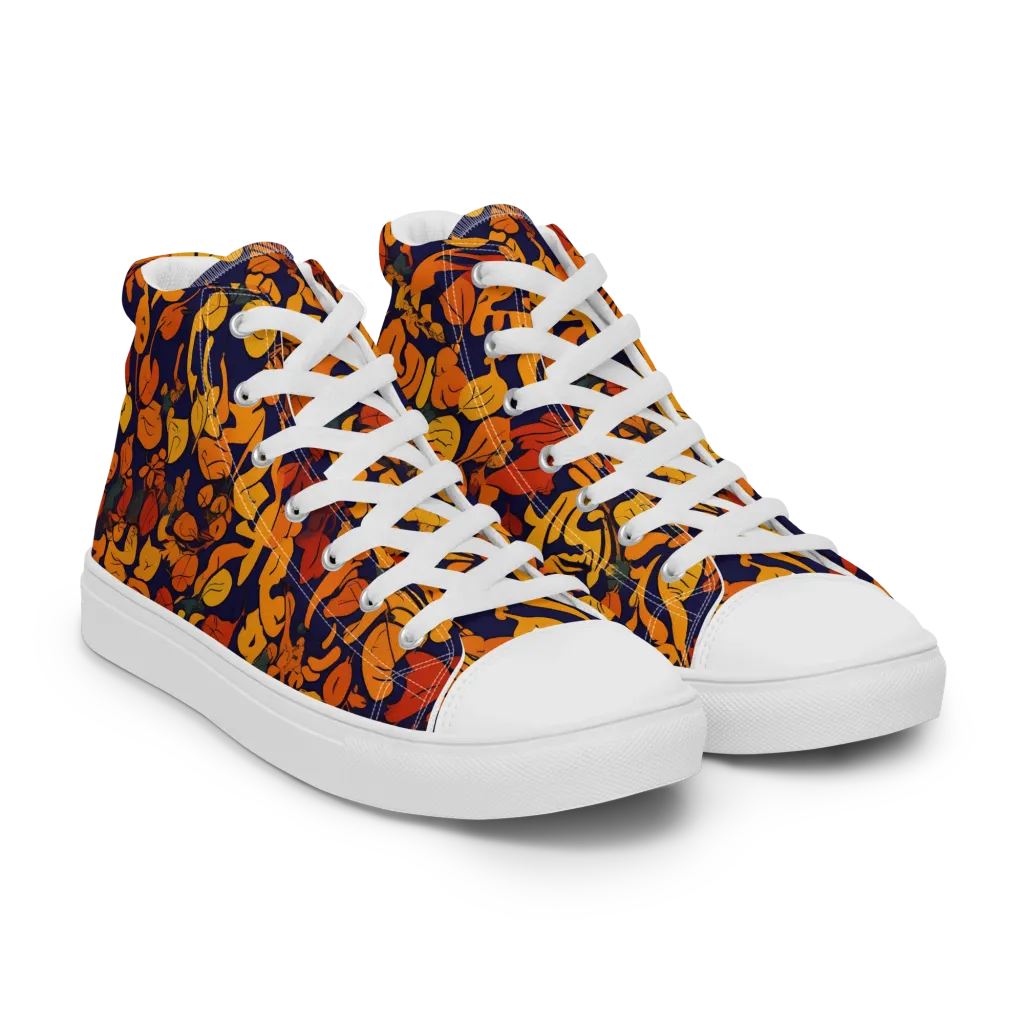 Autumn Voltage on Men's High Top Canvas Shoes — Right Front