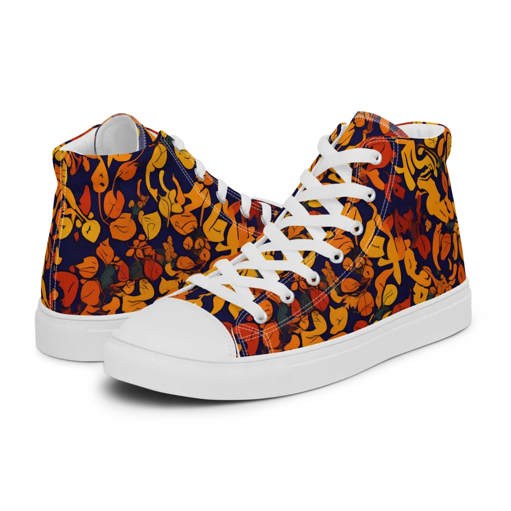 Autumn Voltage on Men's High Top Canvas Shoes — Left