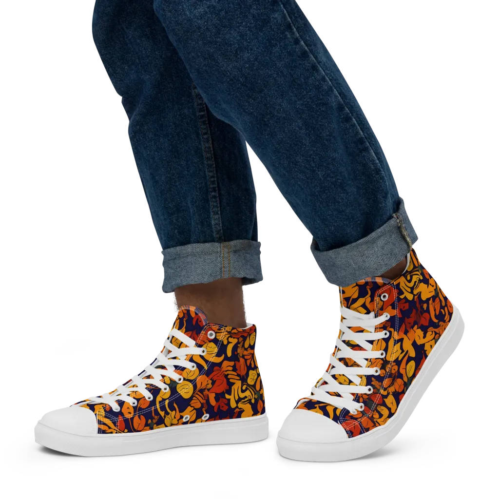 Autumn Voltage on Men's High Top Canvas Shoes — Left