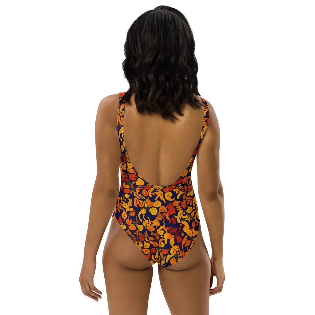 Autumn Voltage on One-Piece Swimsuit — Back