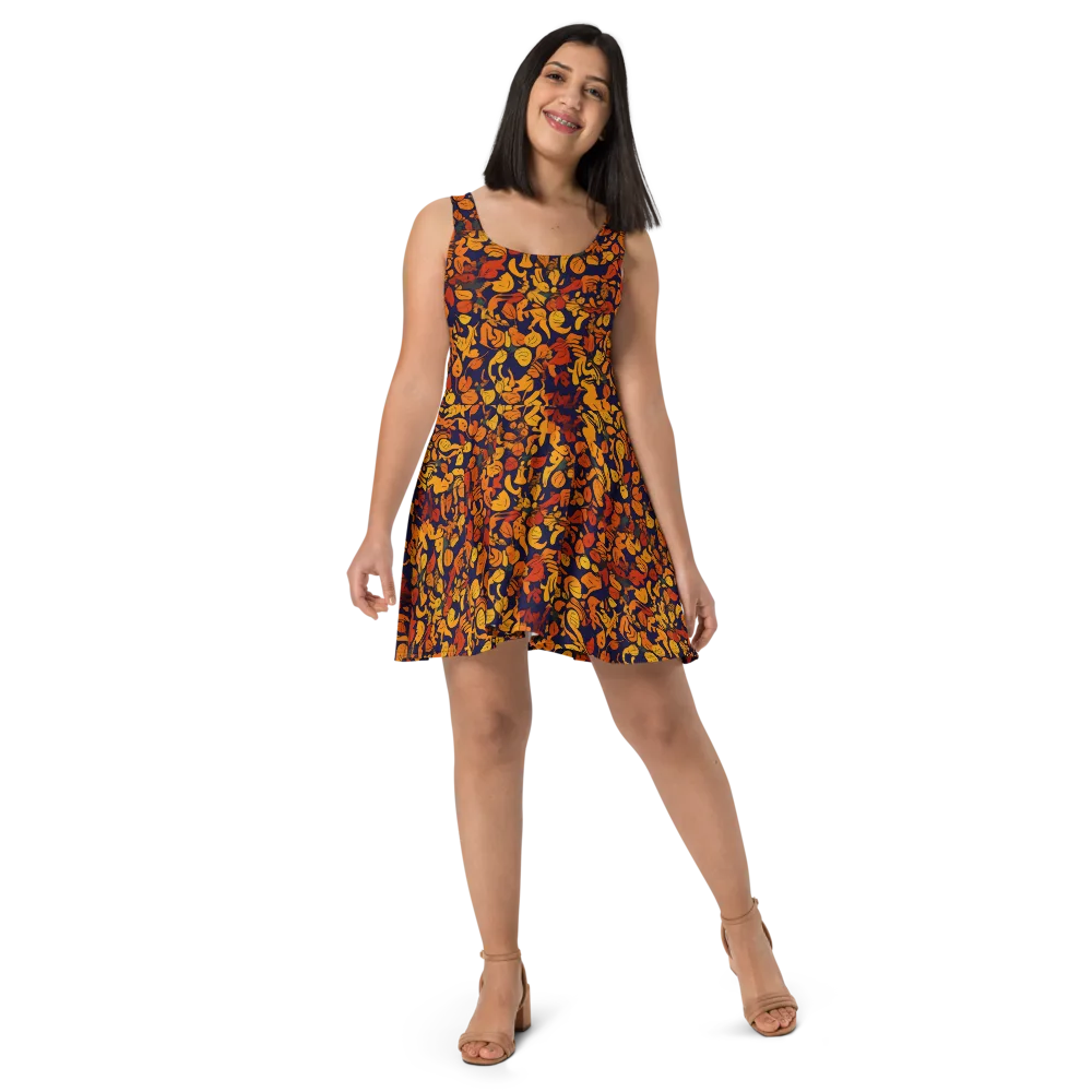 Autumn Voltage on Skater Dress — Front