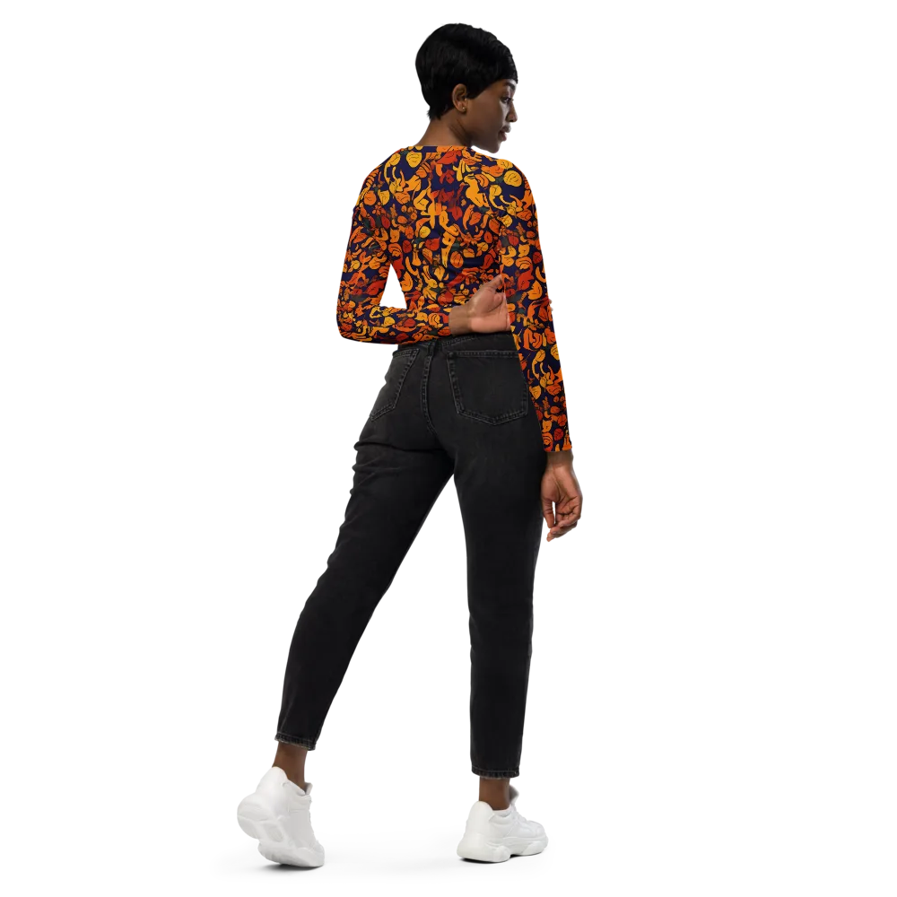 Autumn Voltage on Long Sleeve Crop Top — Right Back