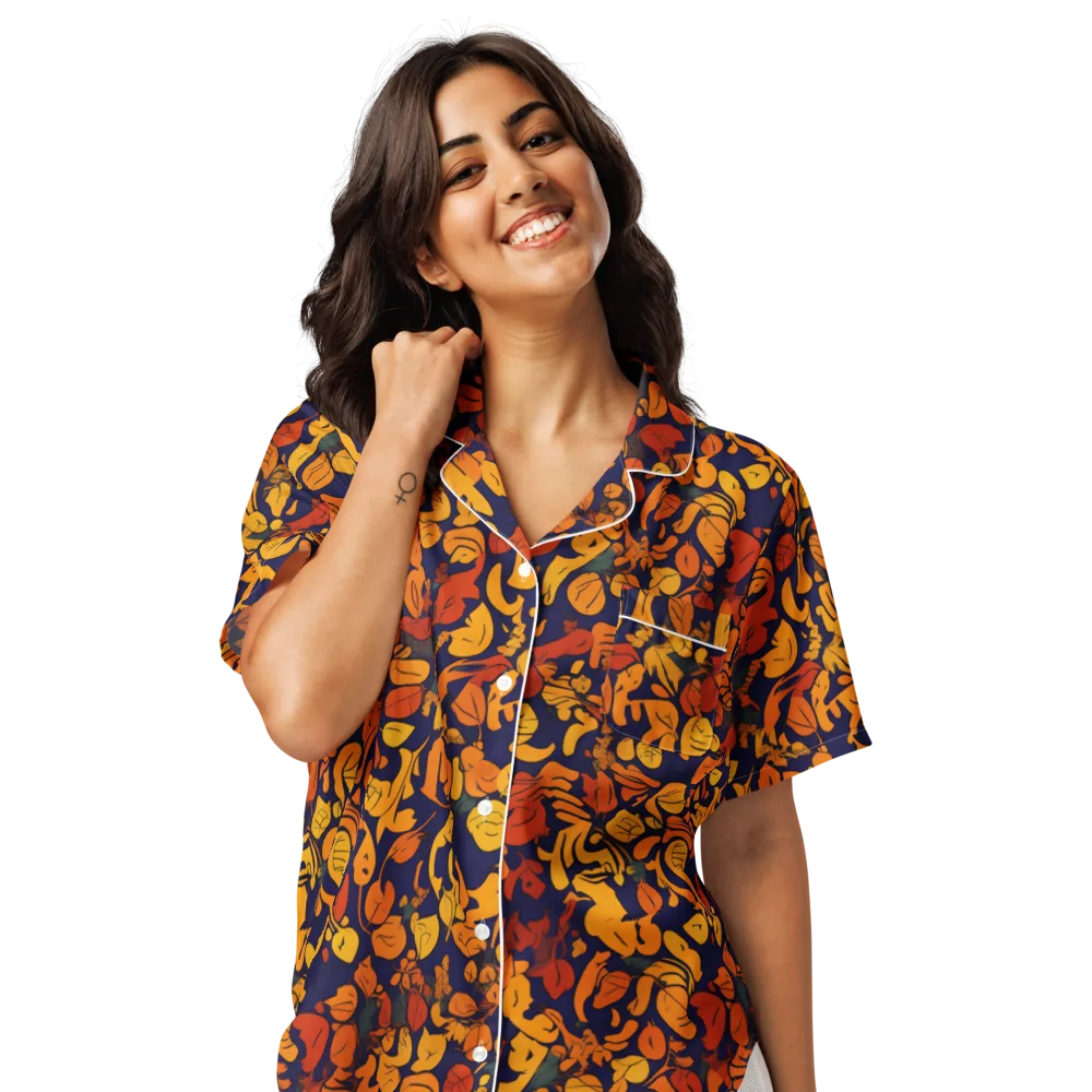 Autumn Voltage on Women's Short Sleeve Pajama Top — Front