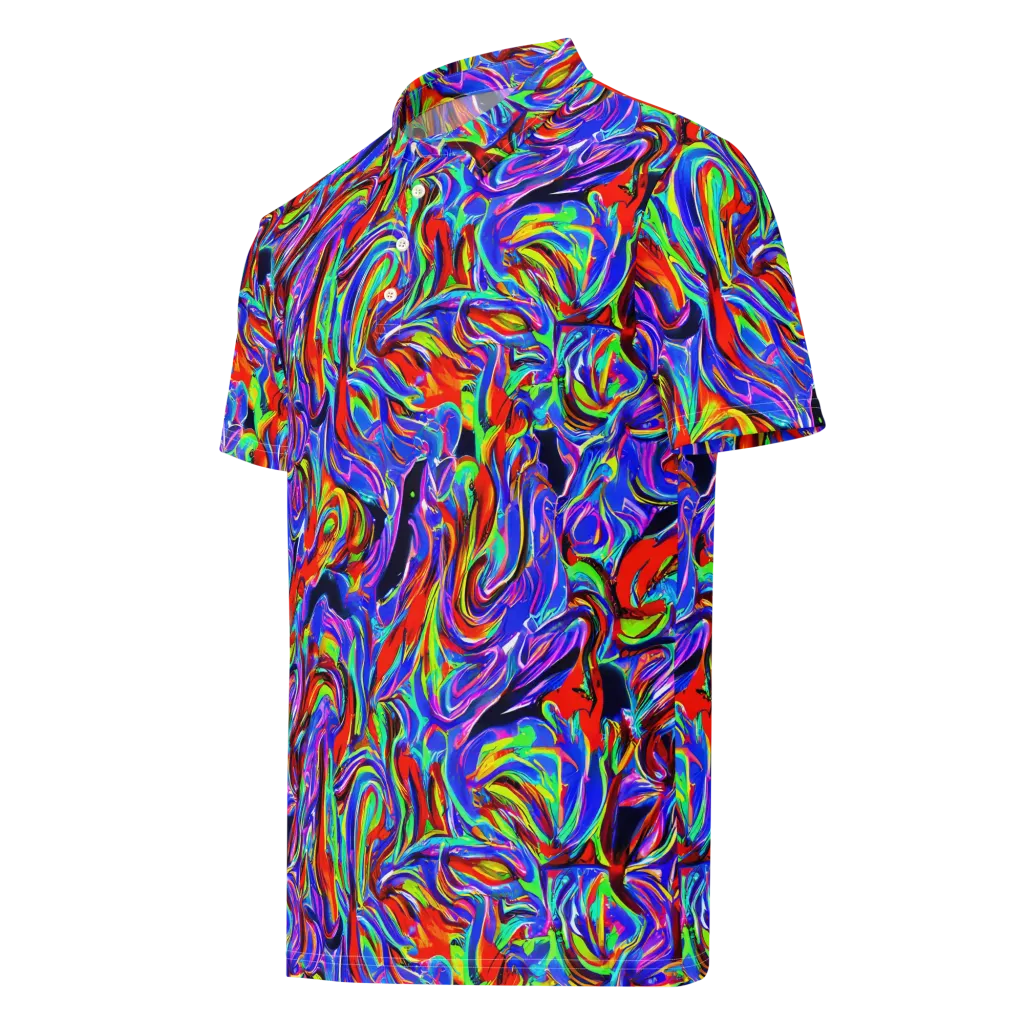 Electric Riviera on Men's Slim Fit Polo Shirt — Left Front