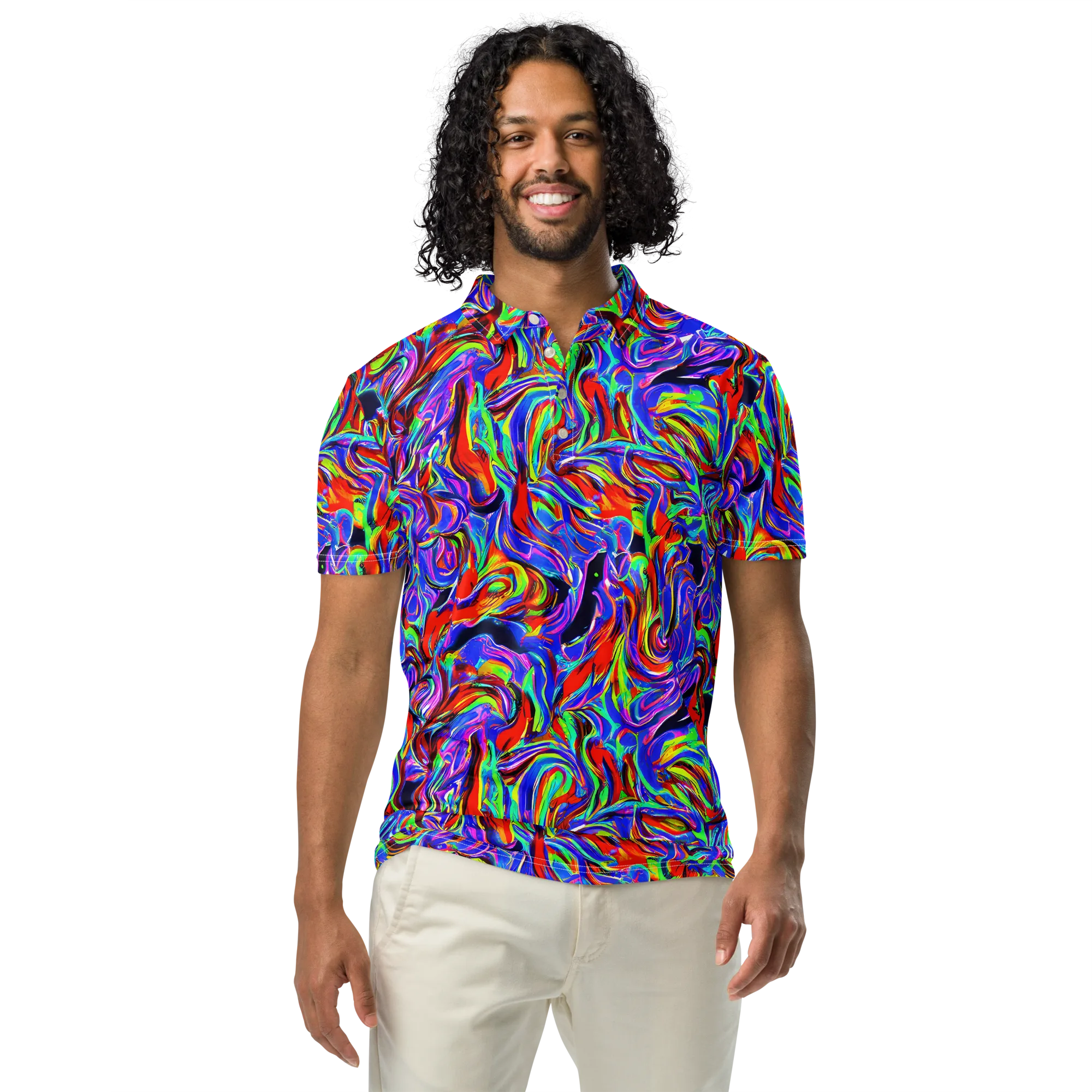 Electric Riviera on Men's Slim Fit Polo Shirt — Front
