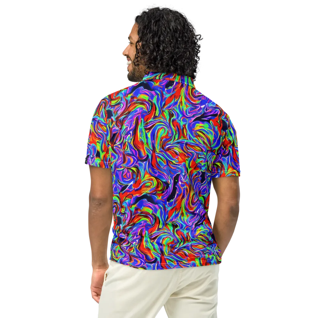 Electric Riviera on Men's Slim Fit Polo Shirt — Back