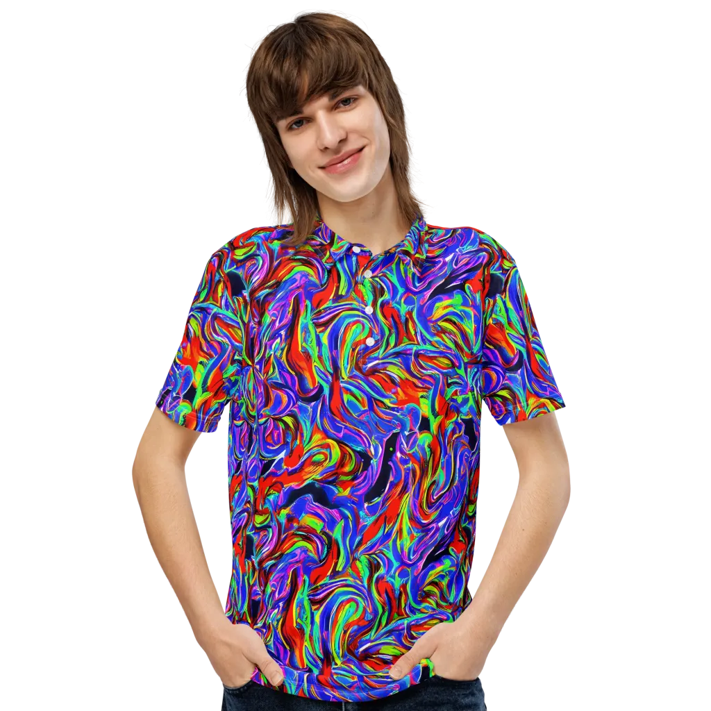 Electric Riviera on Men's Slim Fit Polo Shirt — Front