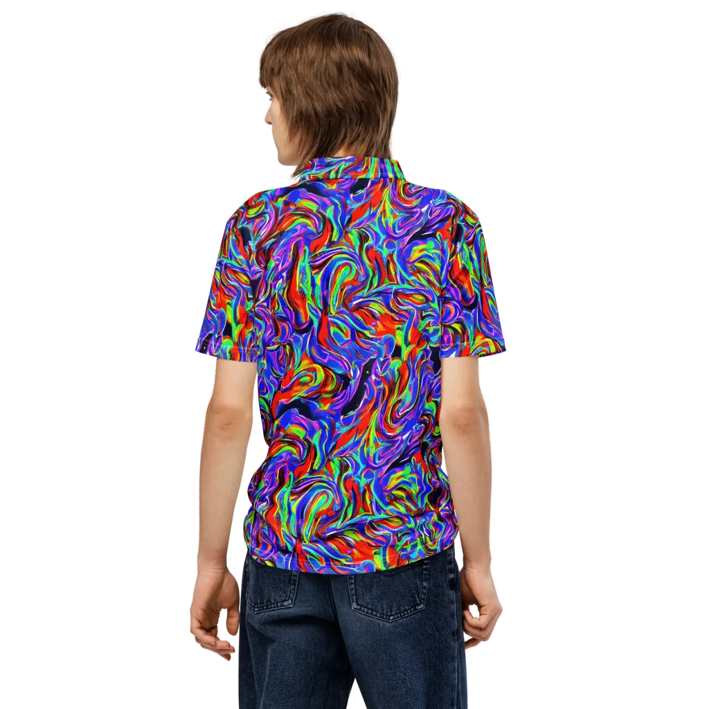 Electric Riviera on Men's Slim Fit Polo Shirt — Back