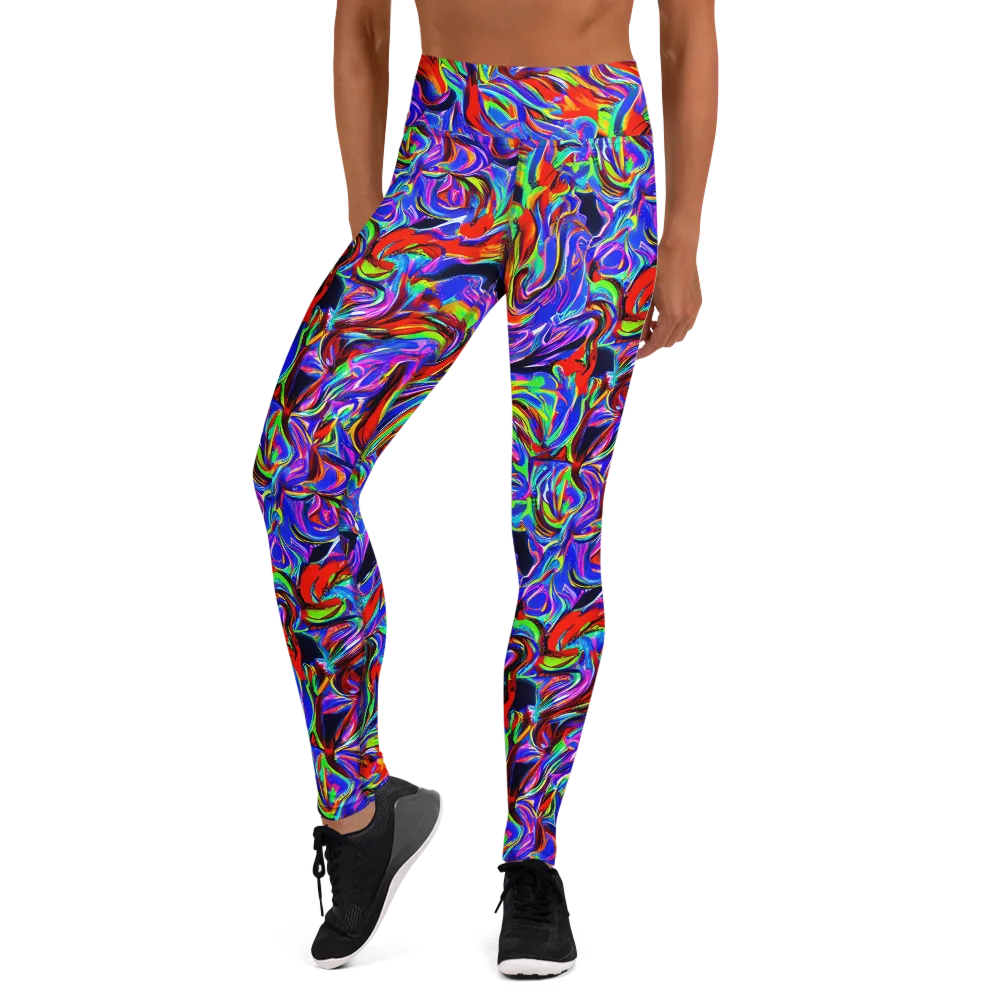 Electric Riviera on Yoga Leggings — Front