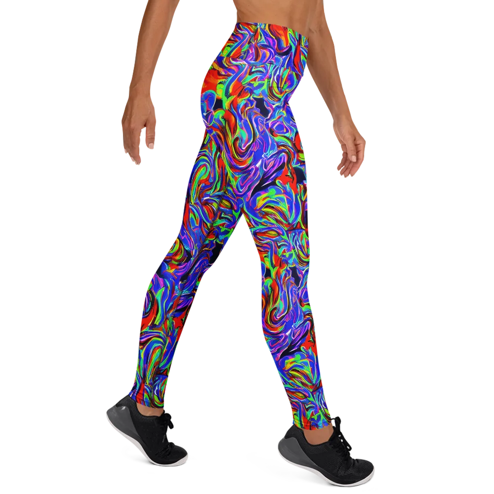 Electric Riviera on Yoga Leggings — Right