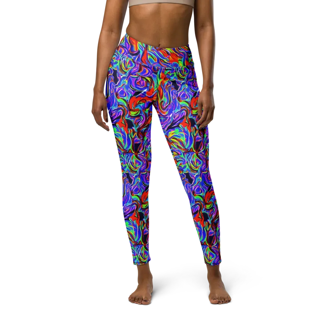 Electric Riviera on Yoga Leggings — Front