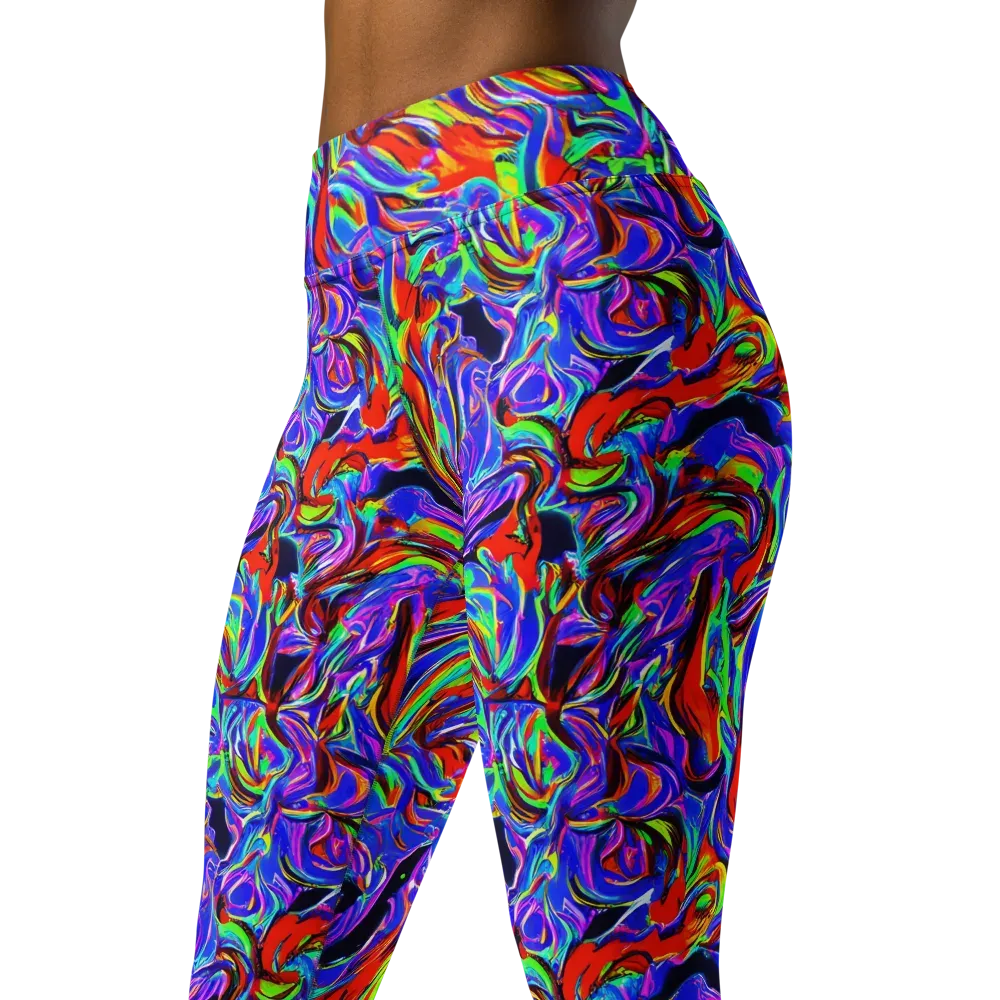 Electric Riviera on Yoga Leggings — Left Front
