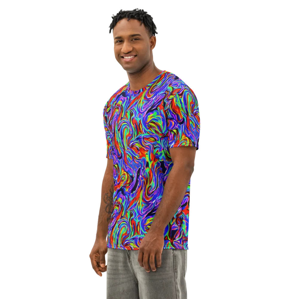 Electric Riviera on Men's Cotton Crew Neck T-Shirt — Left Front