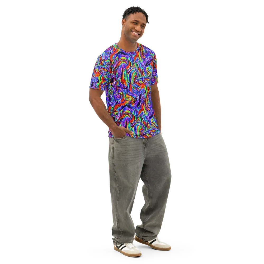 Electric Riviera on Men's Cotton Crew Neck T-Shirt — Right Front