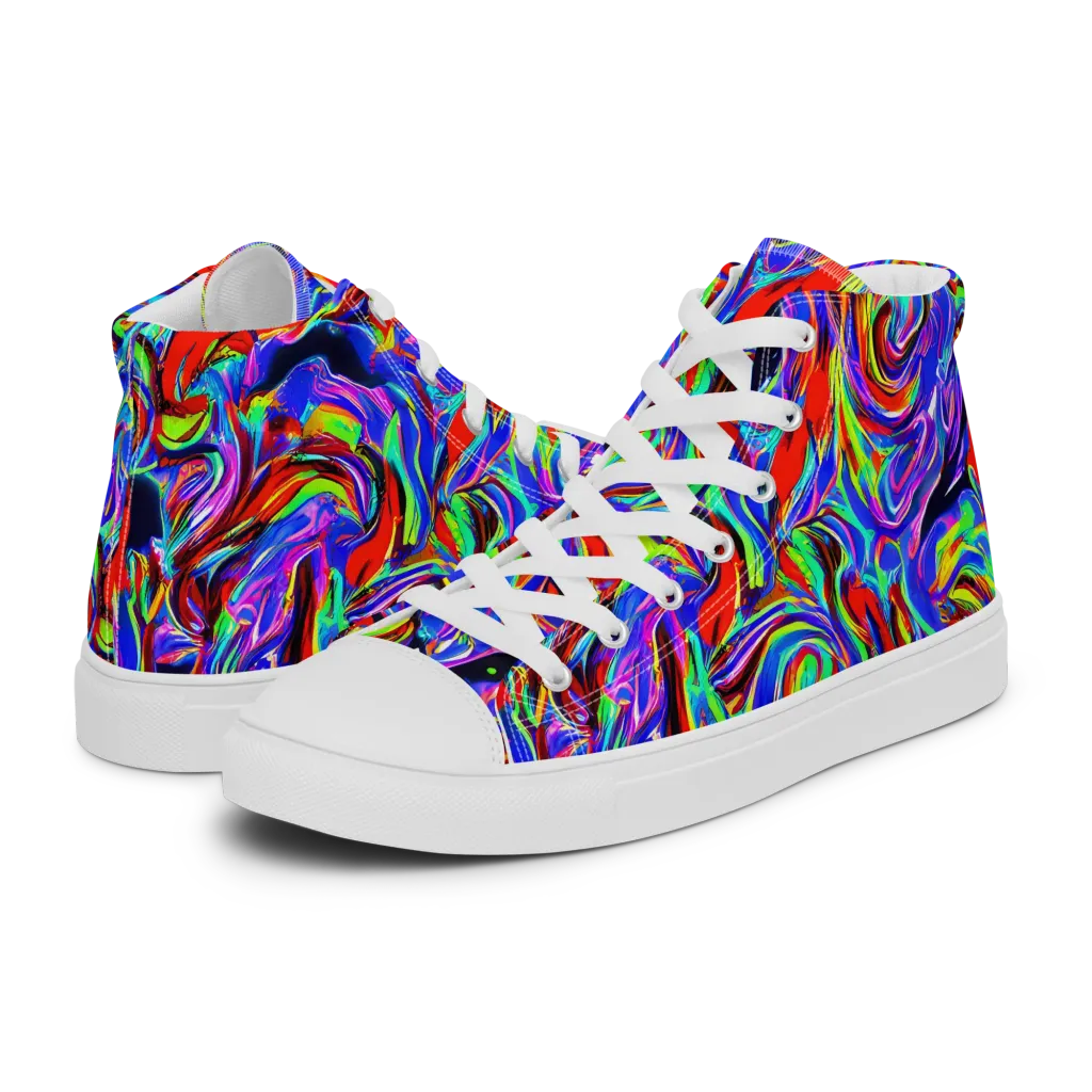 Electric Riviera on Men's High Top Canvas Shoes — Left