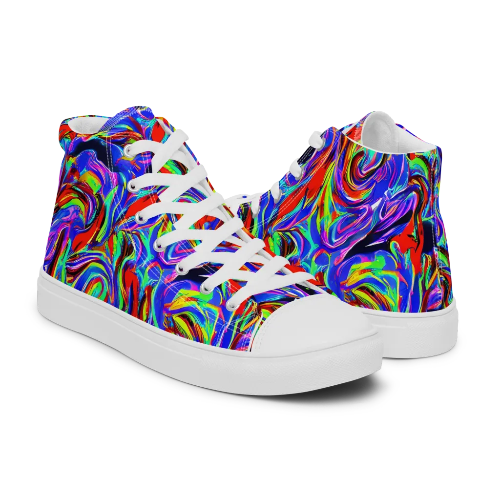 Electric Riviera on Men's High Top Canvas Shoes — Right
