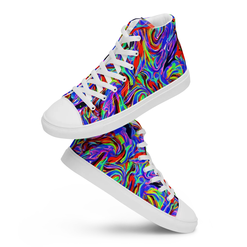 Electric Riviera on Men's High Top Canvas Shoes — Front