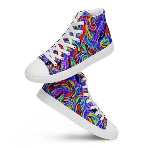 Electric Riviera on a Men's High Top Canvas Shoes