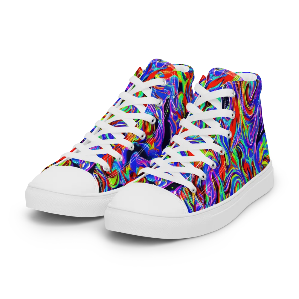 Electric Riviera on Women's High Top Canvas Shoes — Left Front
