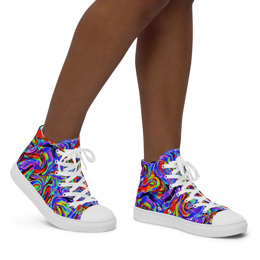 Electric Riviera on Women's High Top Canvas Shoes — Right