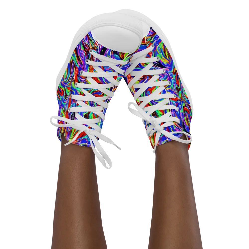 Electric Riviera on Women's High Top Canvas Shoes — Front