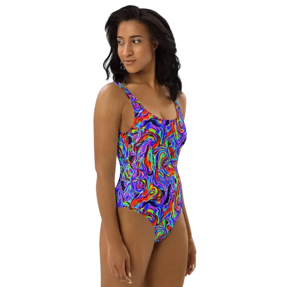 Electric Riviera on One-Piece Swimsuit — Right