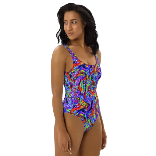 Electric Riviera on a One-Piece Swimsuit