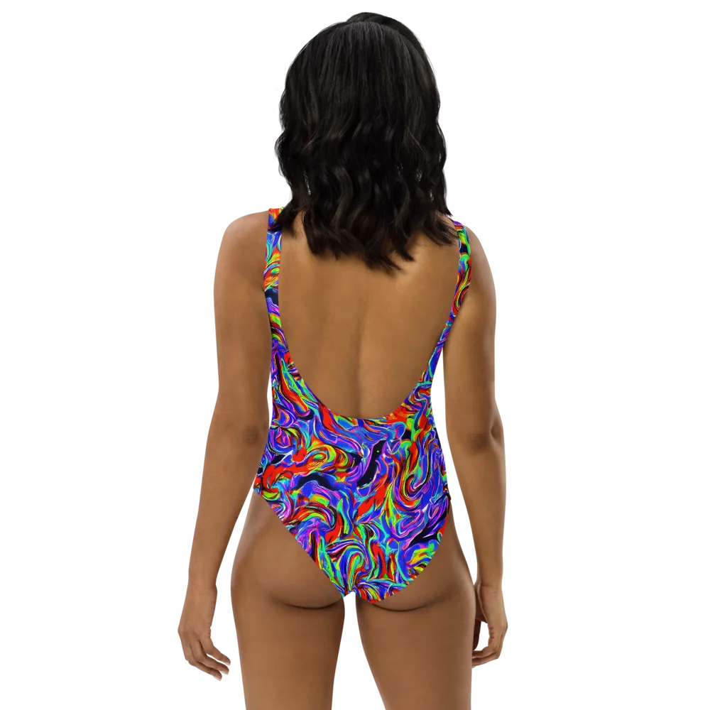 Electric Riviera on One-Piece Swimsuit — Back