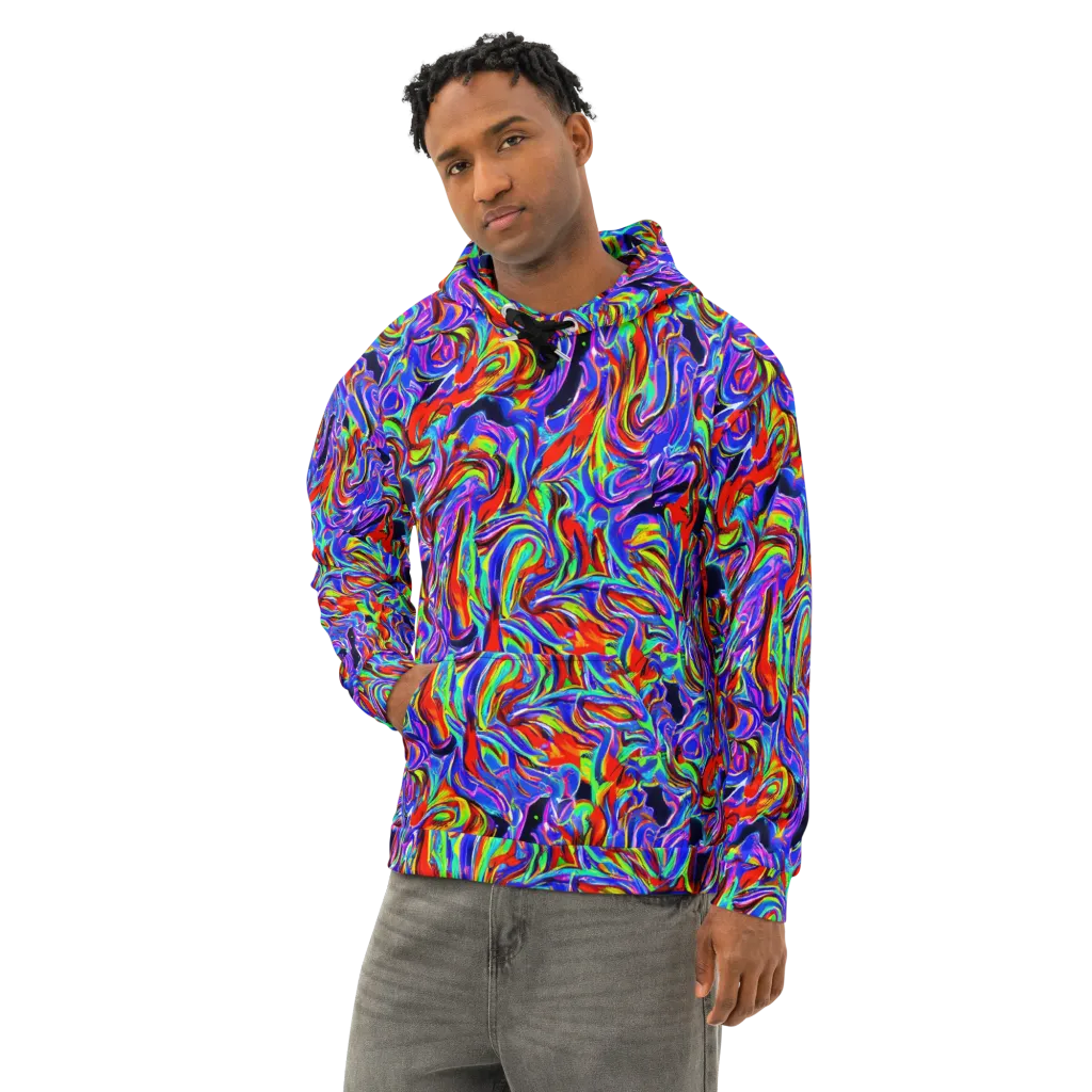 Electric Riviera on Cotton Hoodie — Left Front
