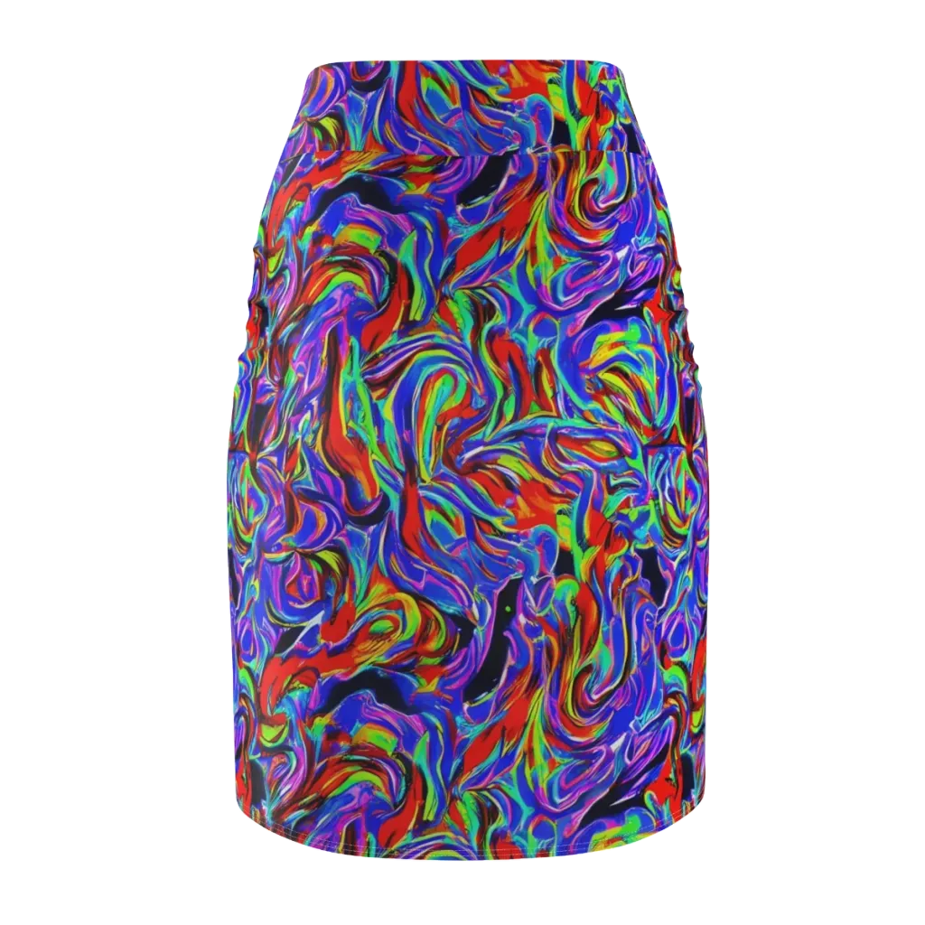 Electric Riviera on Pencil Skirt — Back
