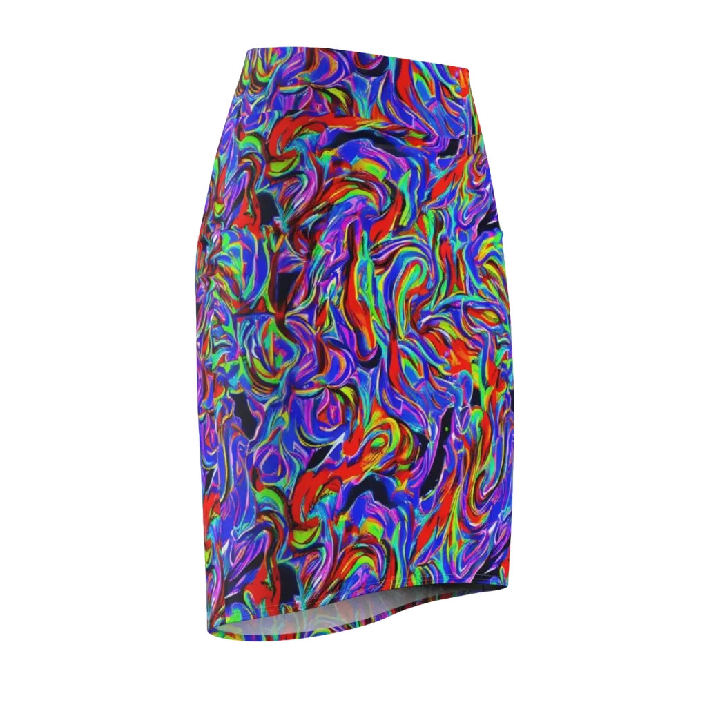 Electric Riviera on Pencil Skirt — Front Side