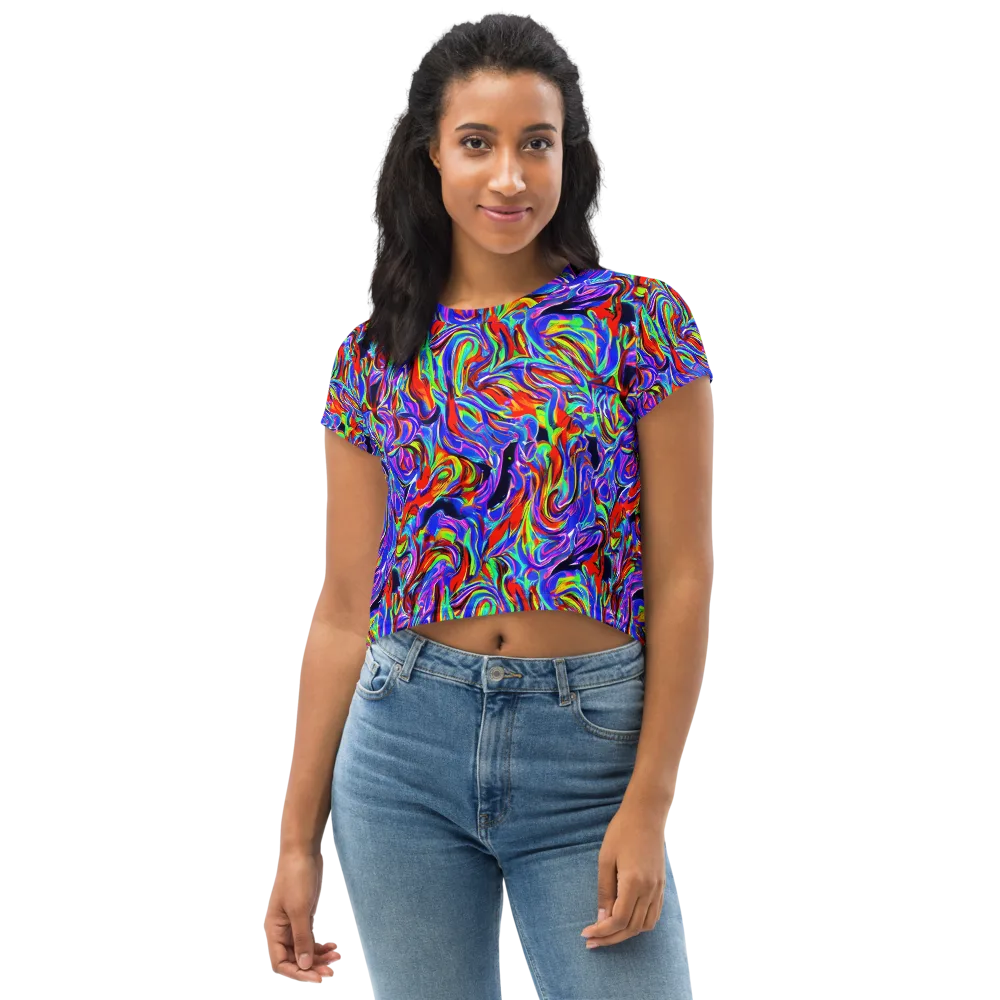 Electric Riviera on Crop Tee — Front
