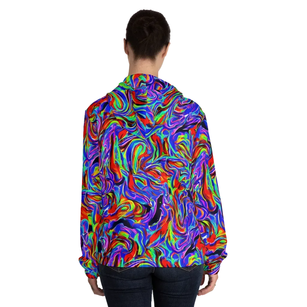Electric Riviera on Women's Full-Zip Hoodie — Back On Person