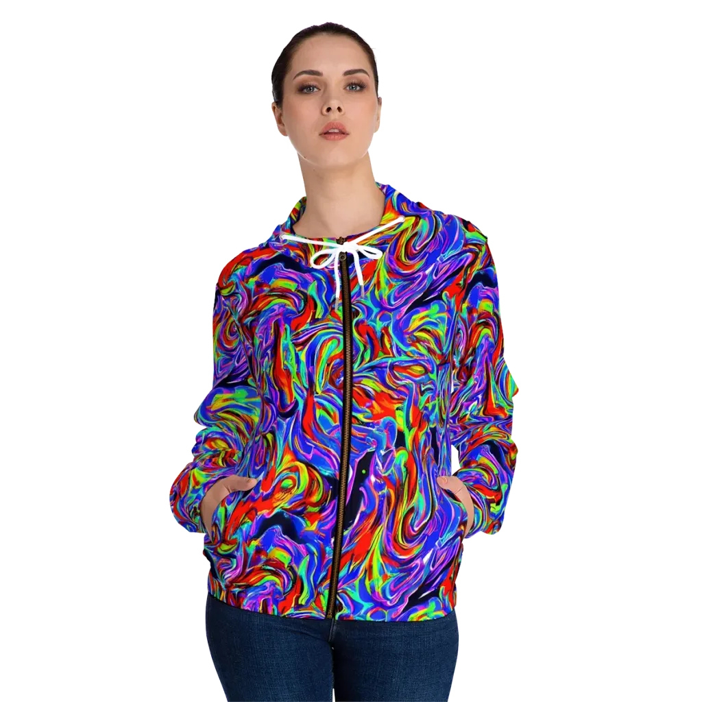 Electric Riviera on Women's Full-Zip Hoodie — Front On Person
