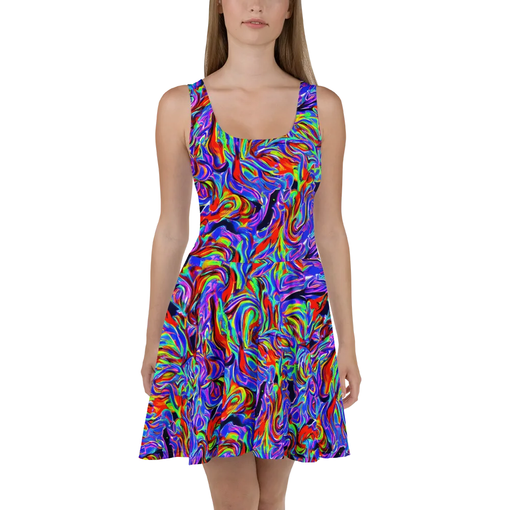 Electric Riviera on Skater Dress — Front