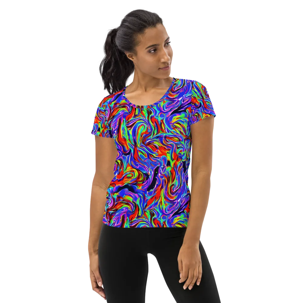Electric Riviera on Women's Athletic T-Shirt — Front