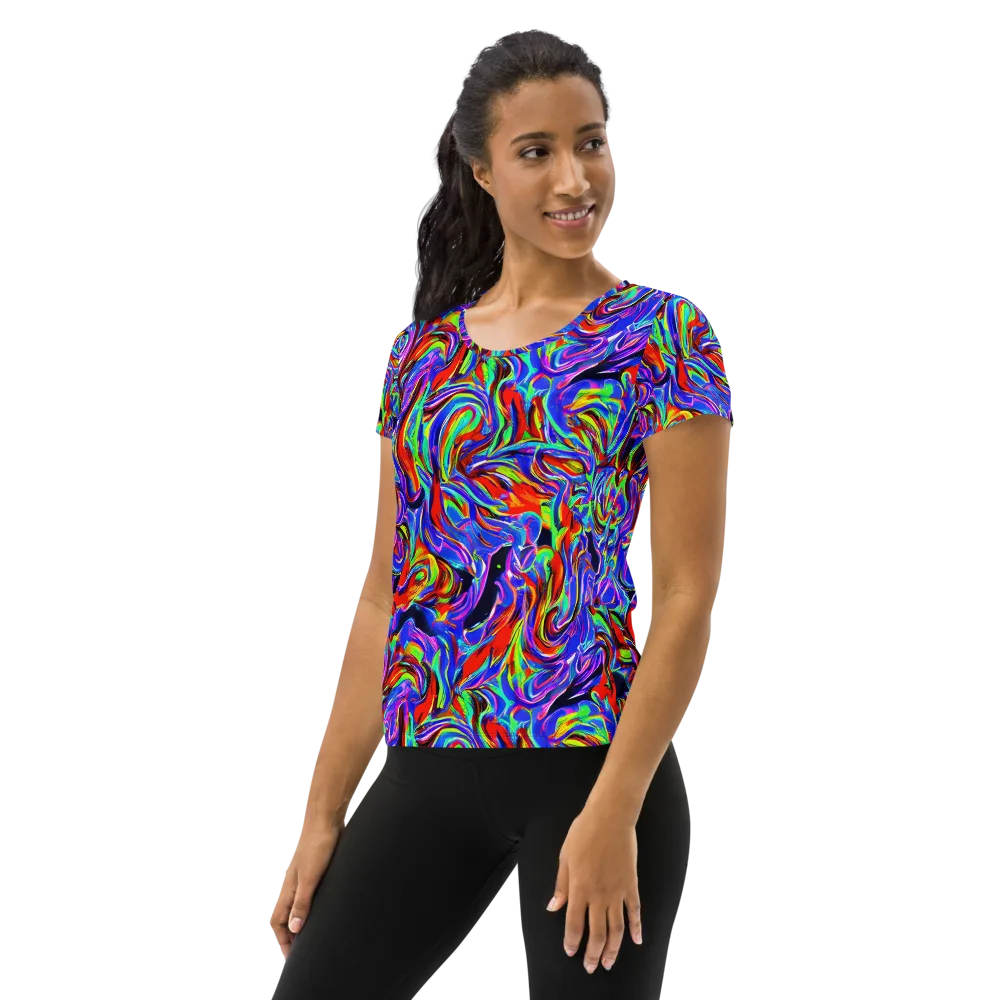 Electric Riviera on Women's Athletic T-Shirt — Left