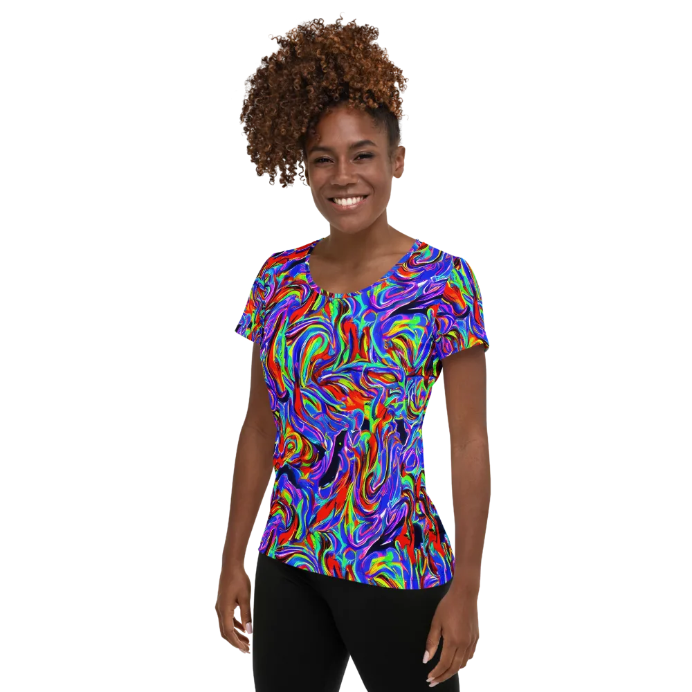 Electric Riviera on Women's Athletic T-Shirt — Left