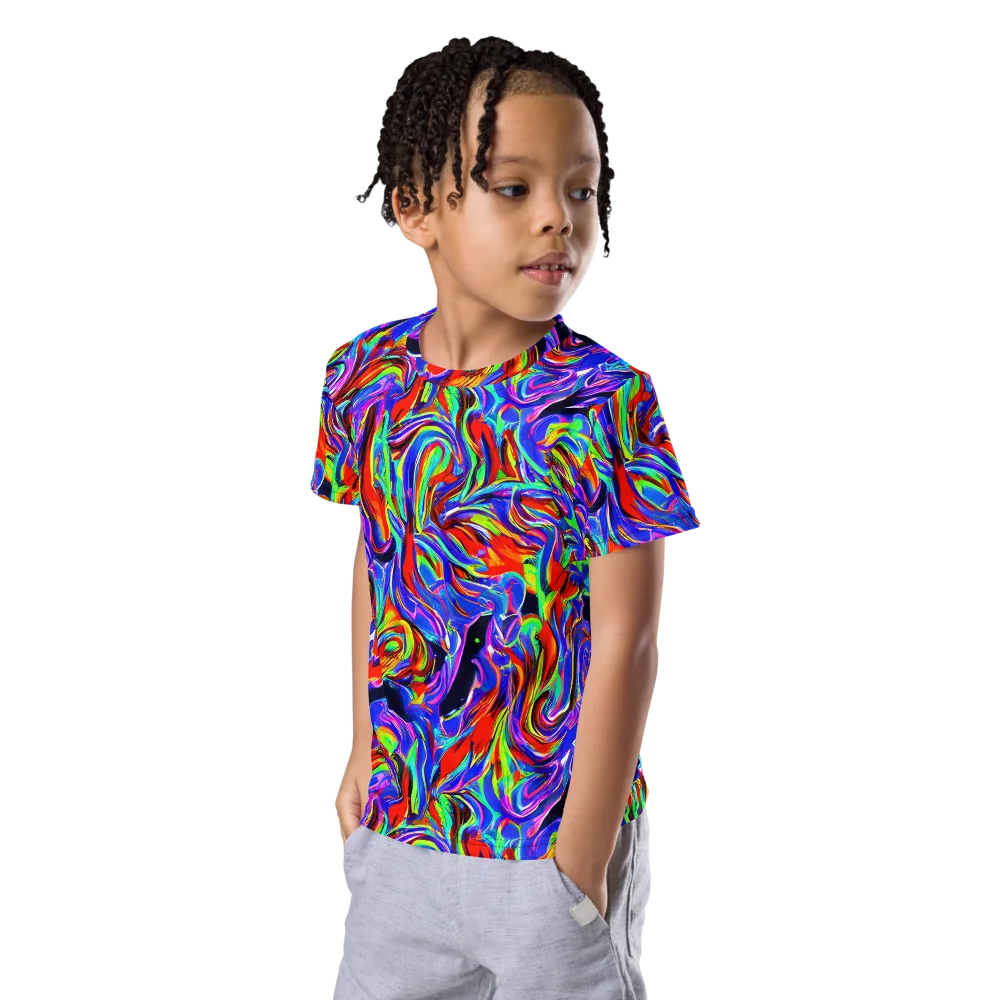 Electric Riviera on Kids Crew Neck T-Shirt — Left Front