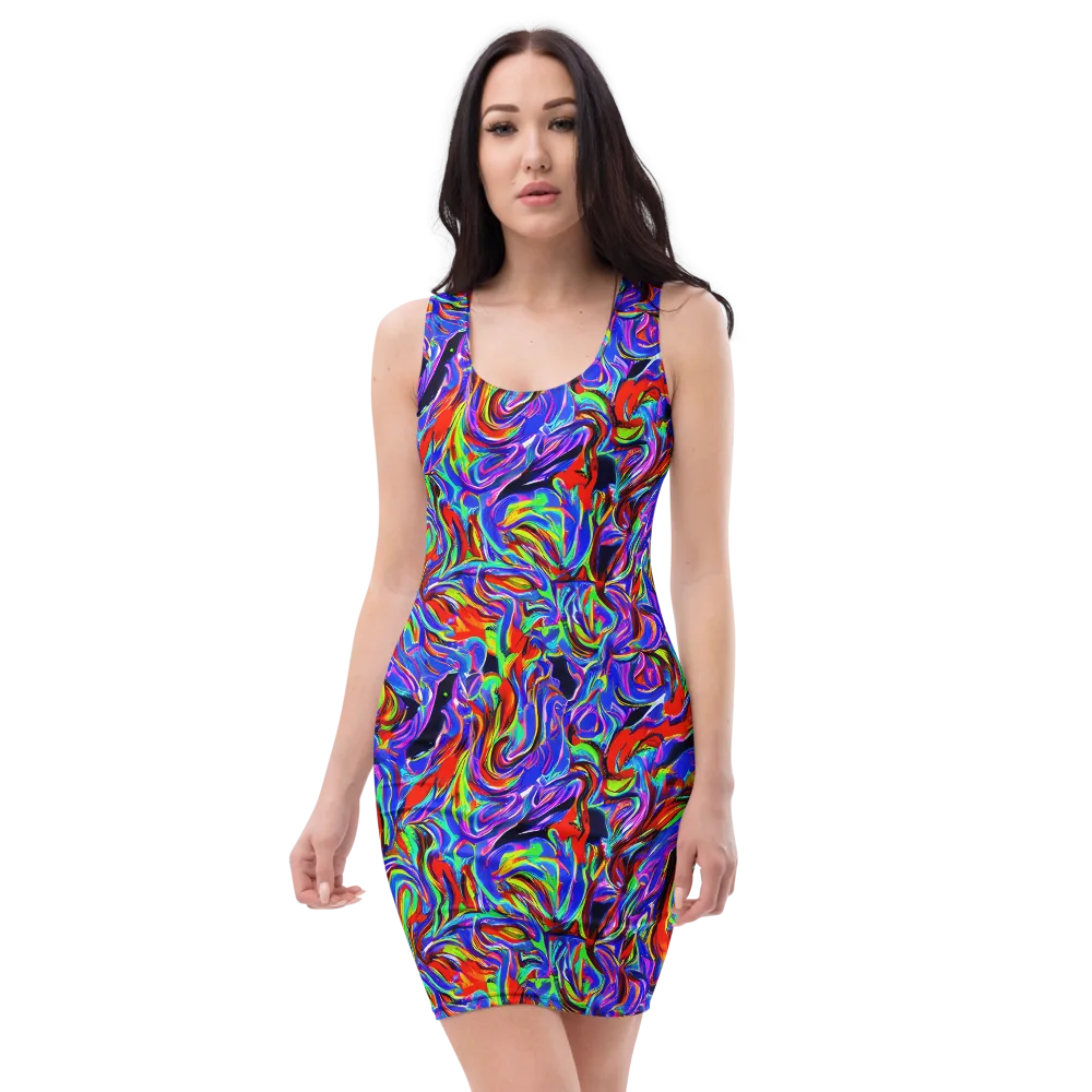 Electric Riviera on Bodycon Dress — Front