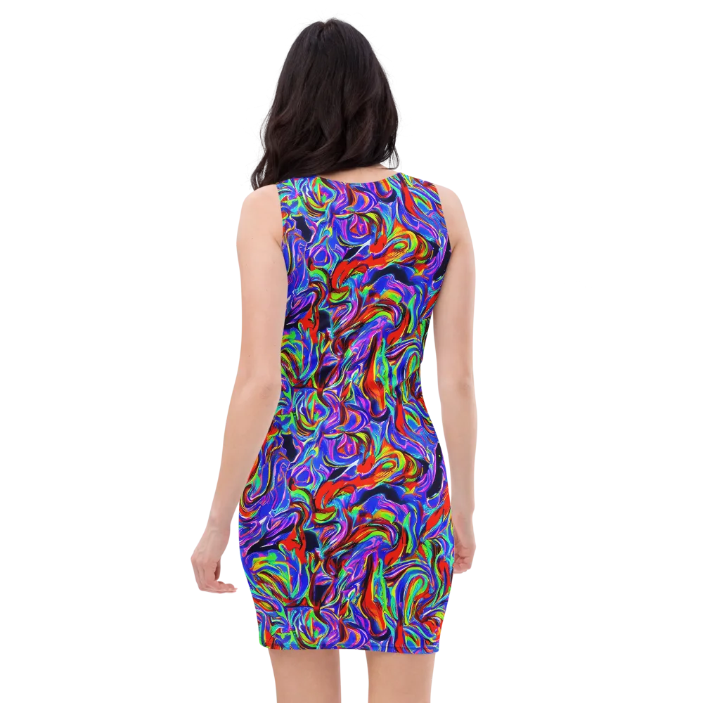 Electric Riviera on Bodycon Dress — Back