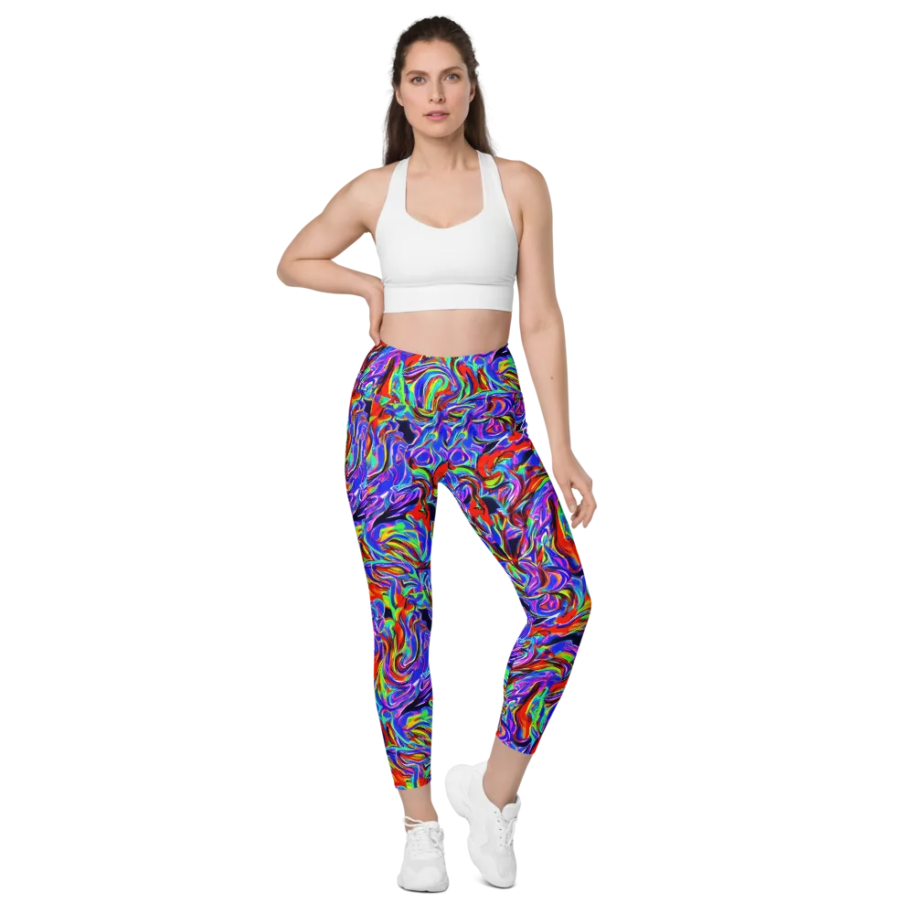 Electric Riviera on Leggings with Pockets — Front