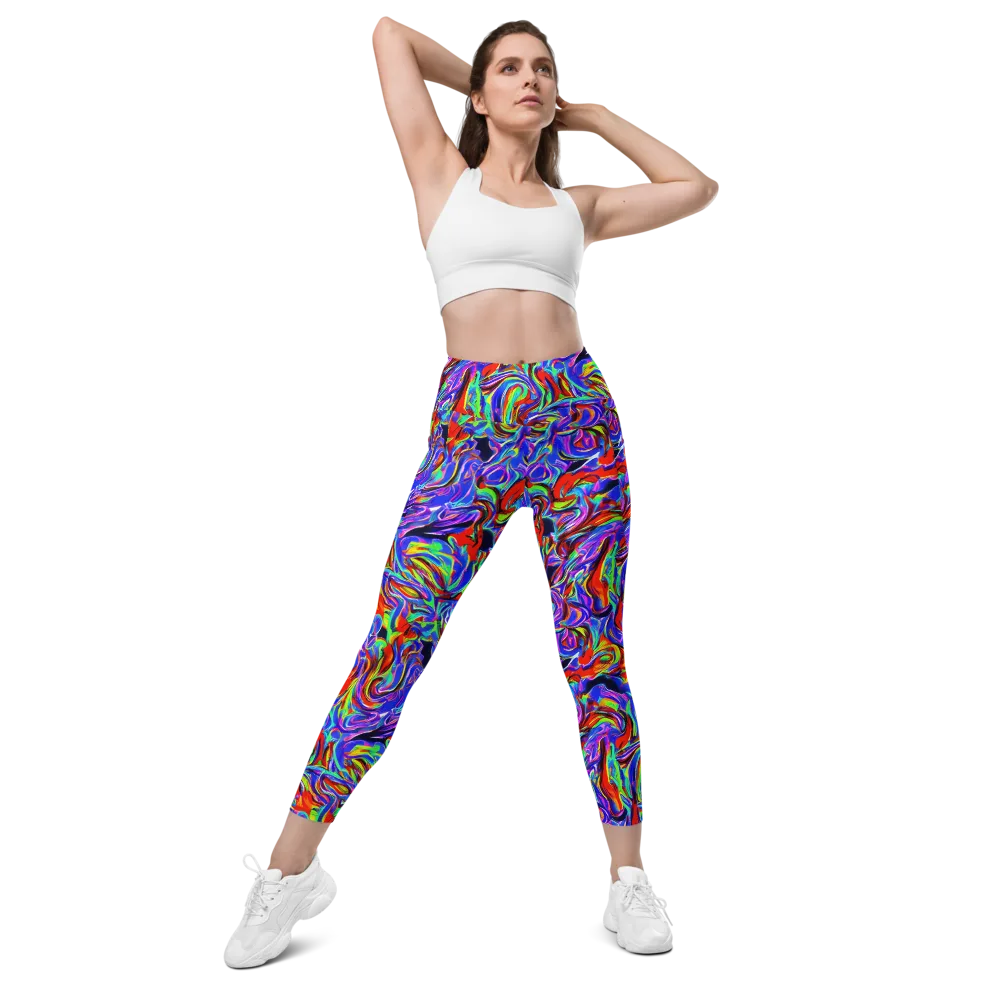 Electric Riviera on Leggings with Pockets — Front