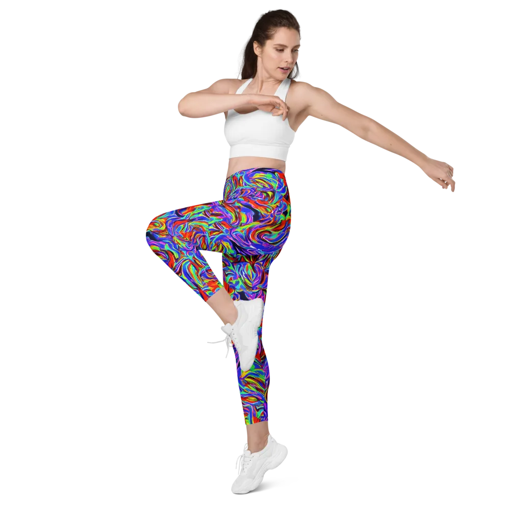 Electric Riviera on Leggings with Pockets — Left Front