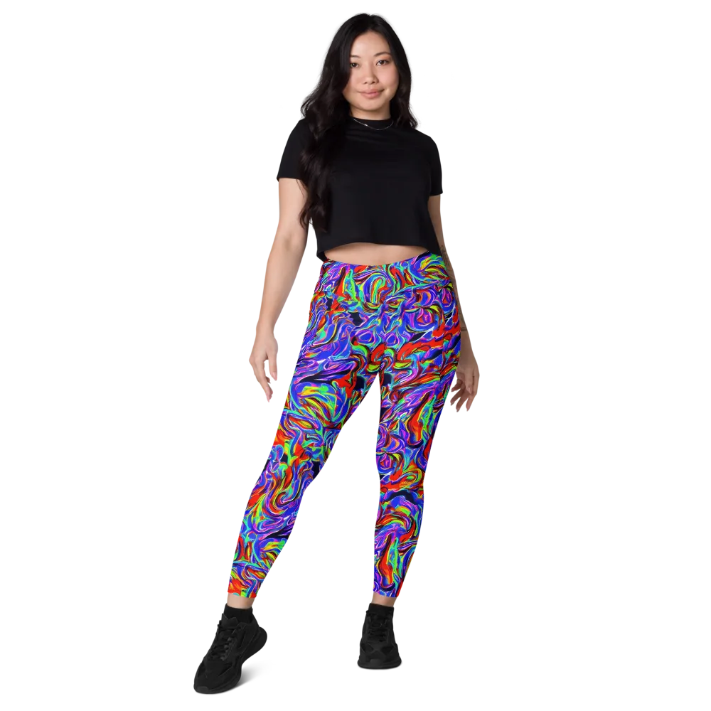 Electric Riviera on Leggings with Pockets — Front