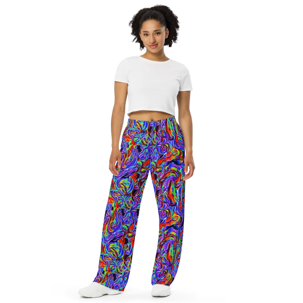 Electric Riviera on Wide-Leg Pants — Front
