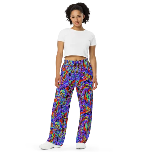 Electric Riviera on a Wide-Leg Pants