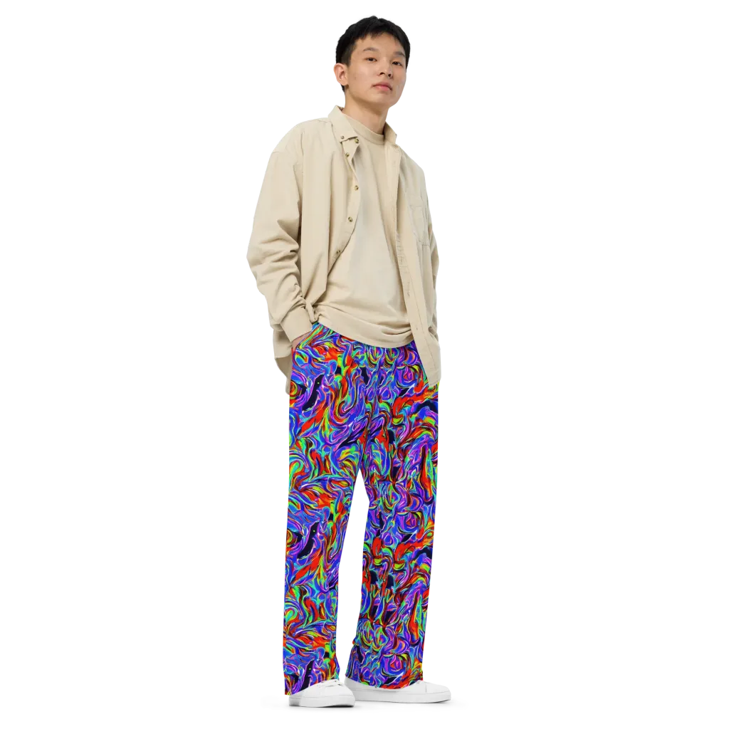 Electric Riviera on Wide-Leg Pants — Right Front