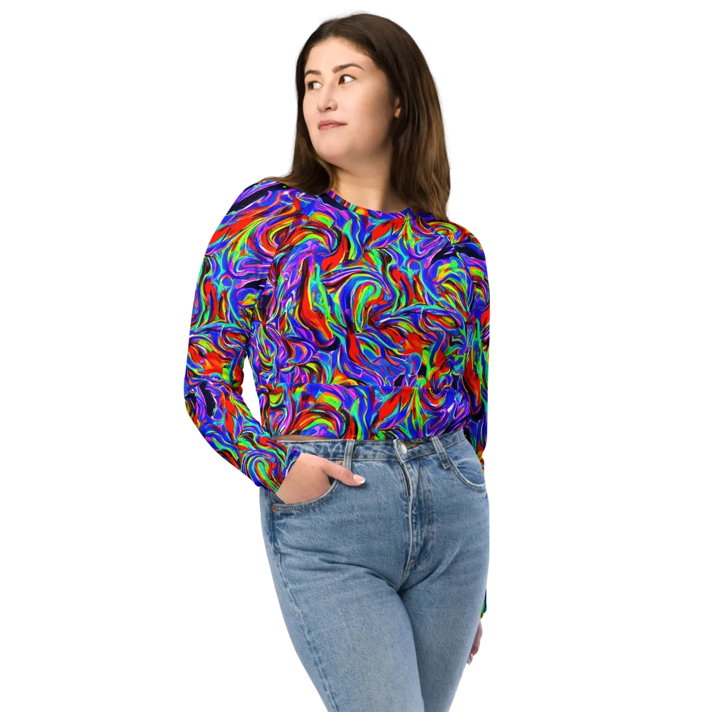 Electric Riviera on Long Sleeve Crop Top — Front